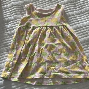 Pink and Yellow Pineapple Print Kids Dress